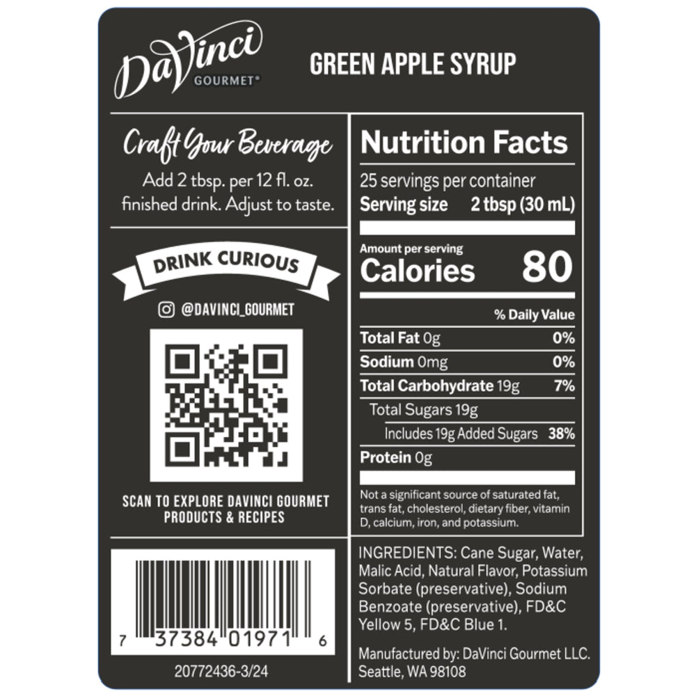 Green Apple Syrup - 4 x 750 ml