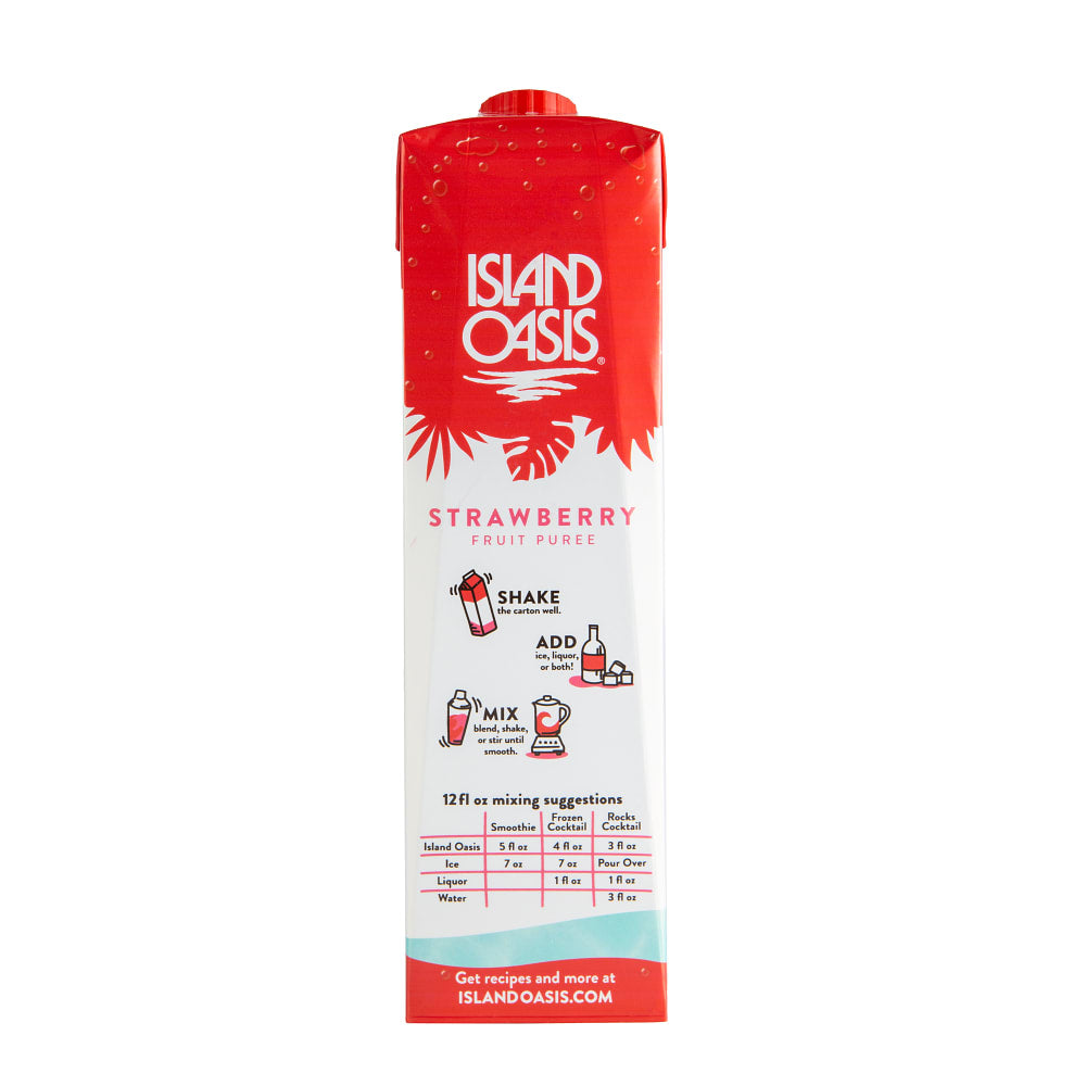 Island Oasis Strawberry Fruit Puree Beverage Mix - 12 x 1 Ltr