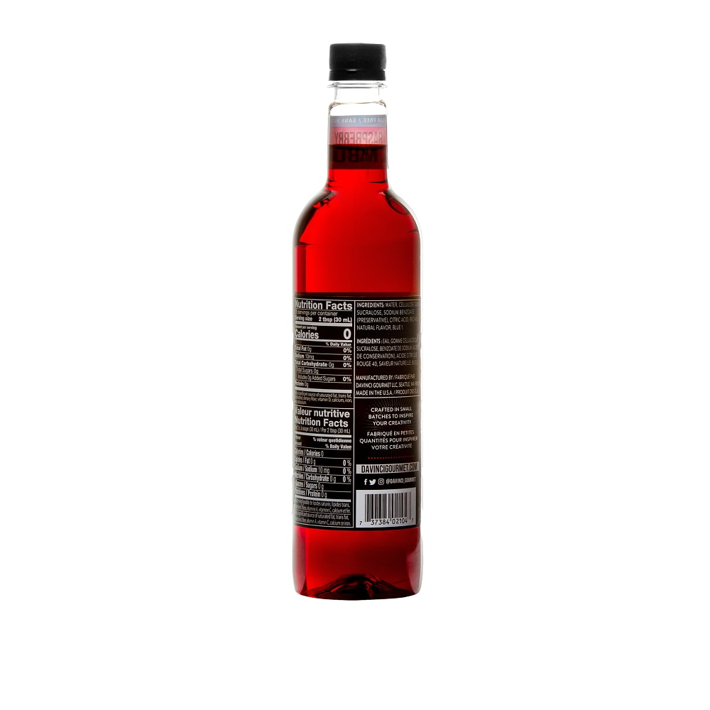DaVinci Gourmet Sugar-Free Raspberry Syrup - 12 x 750 ml Plastic