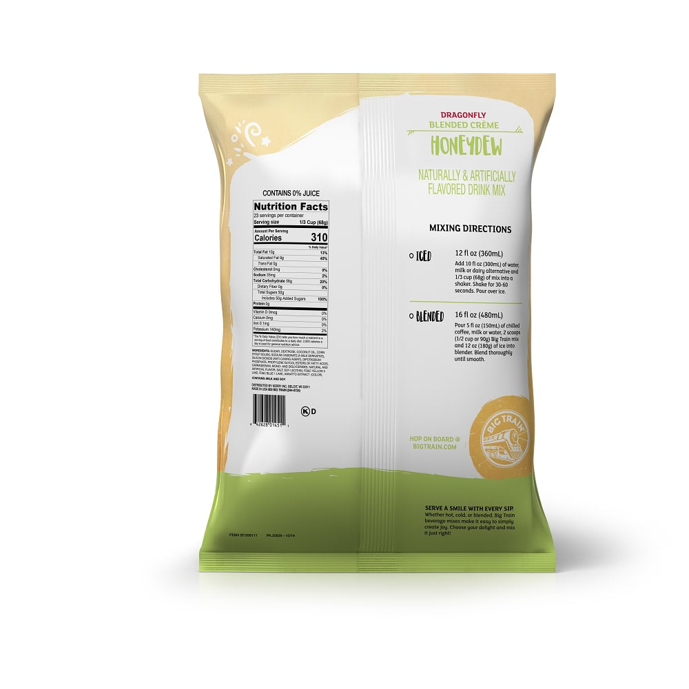 Big Train Dragonfly Honeydew Blended Crème Beverage Mix - 5 x 3.5lb Bags